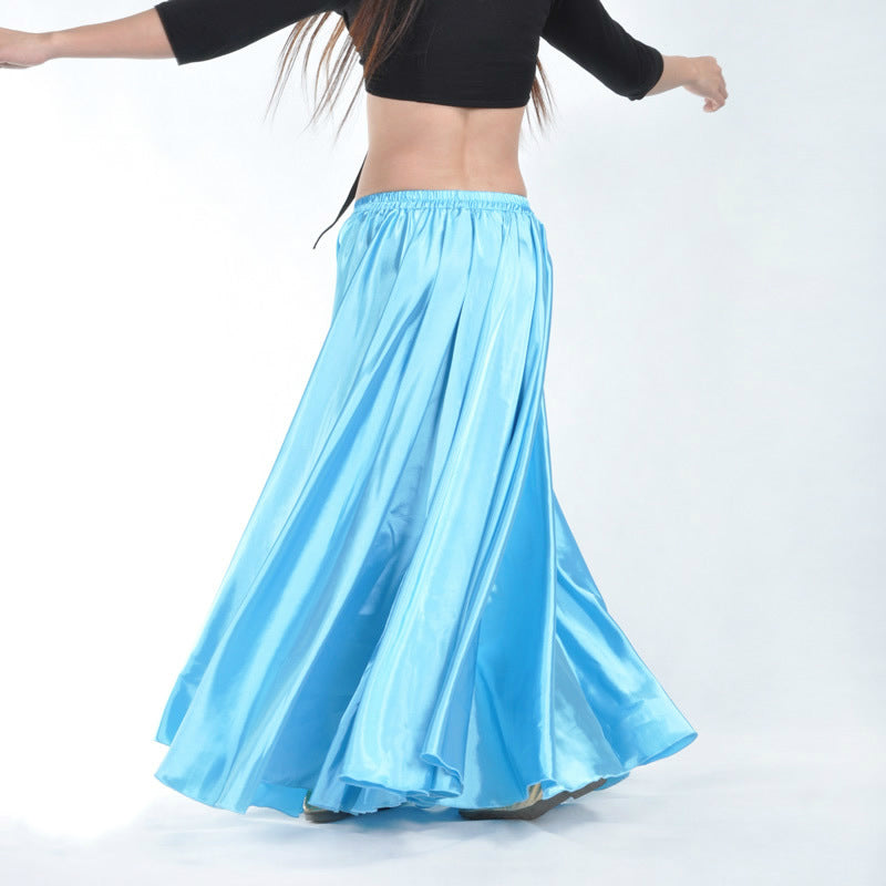 Baisdan Belly Dance Satin Skirt Arabic Halloween Shiny Skirt Fancy Full Skirt US0-14