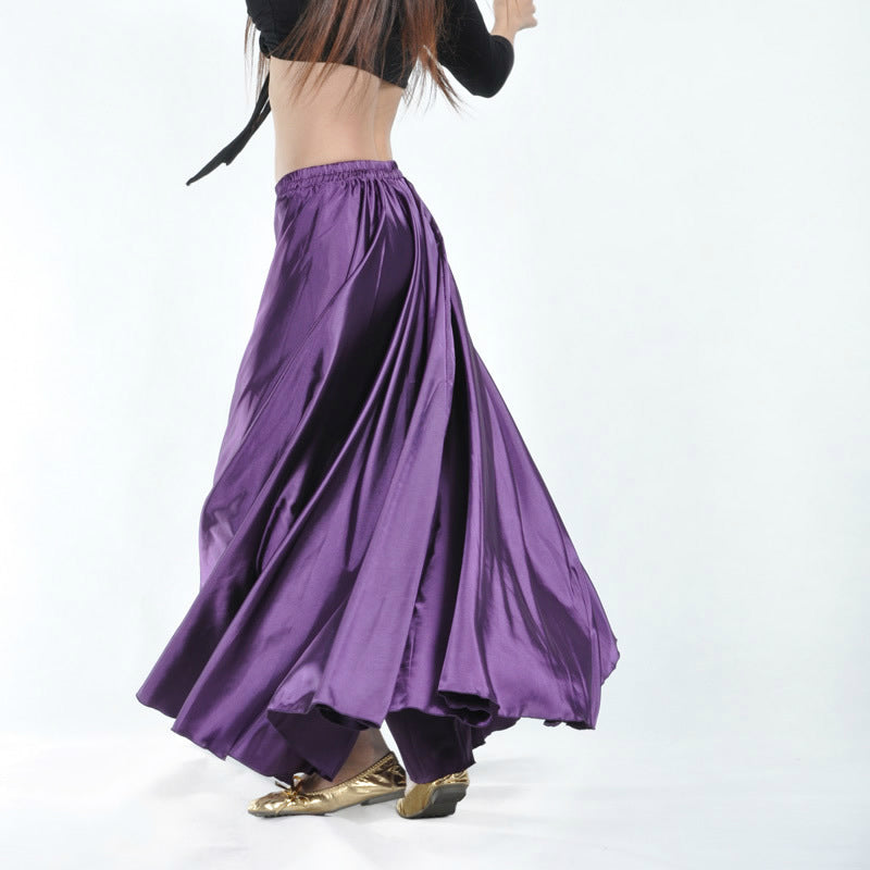 Baisdan Belly Dance Satin Skirt Arabic Halloween Shiny Skirt Fancy Full Skirt US0-14