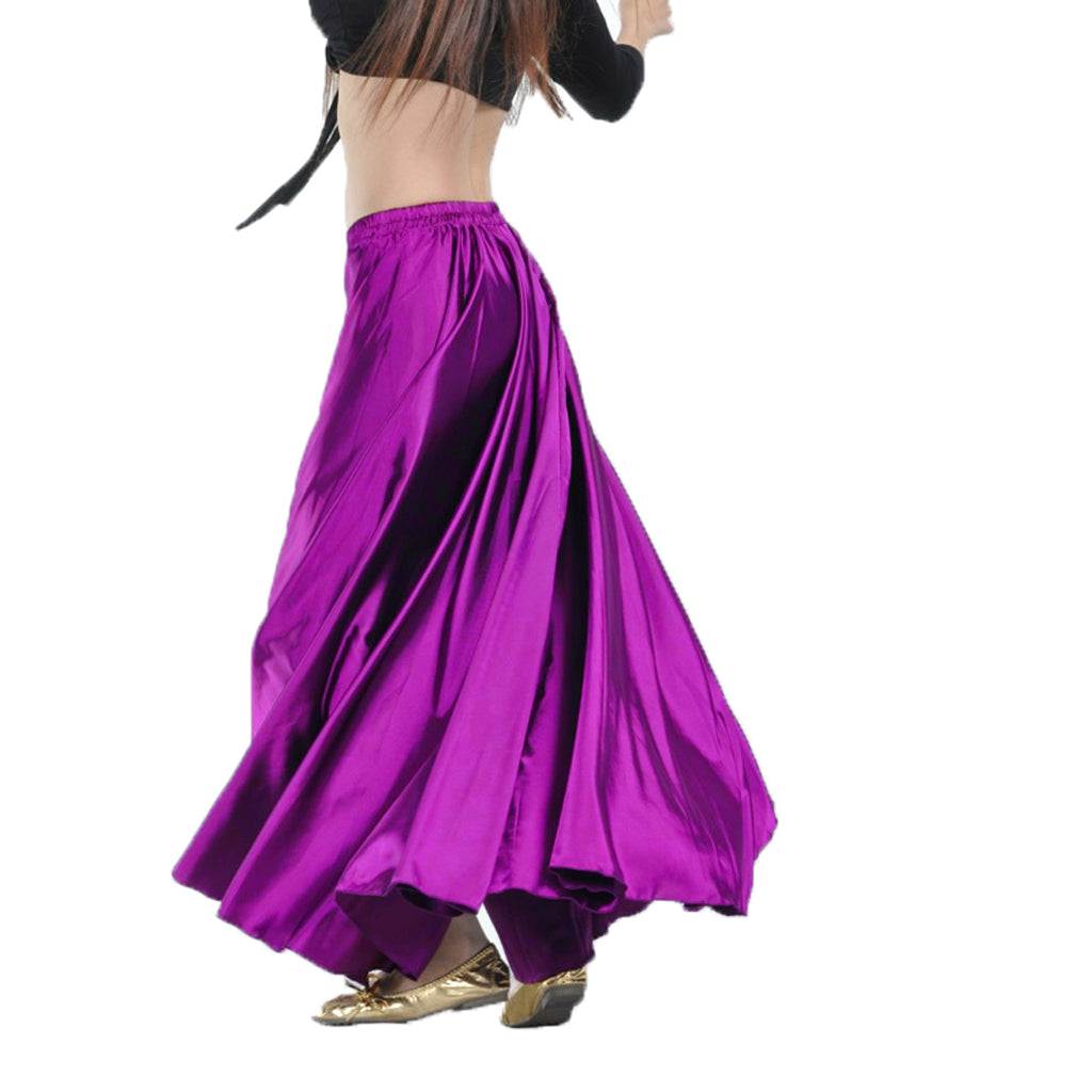 Baisdan Belly Dance Satin Skirt Arabic Halloween Shiny Skirt Fancy Full Skirt US0-14