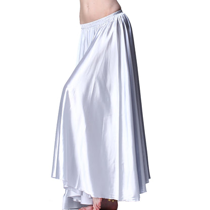 Baisdan Belly Dance Satin Skirt Arabic Halloween Shiny Skirt Fancy Full Skirt US0-14