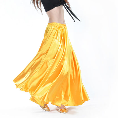 Baisdan Belly Dance Satin Skirt Arabic Halloween Shiny Skirt Fancy Full Skirt US0-14