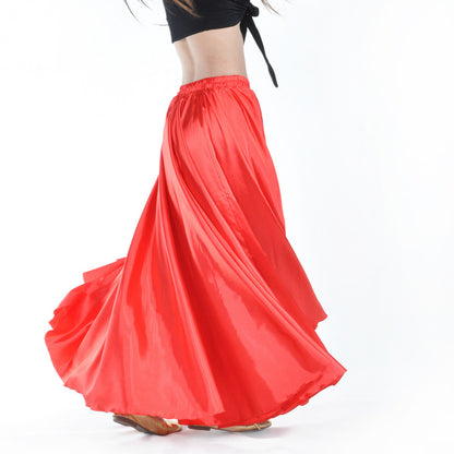 Baisdan Belly Dance Satin Skirt Arabic Halloween Shiny Skirt Fancy Full Skirt US0-14