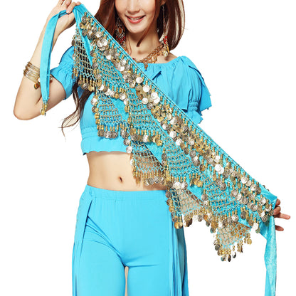 Baisdan Women's Sweet Bellydance Hip Scarf with Gold Coins Skirts Wrap Noisy Skirt