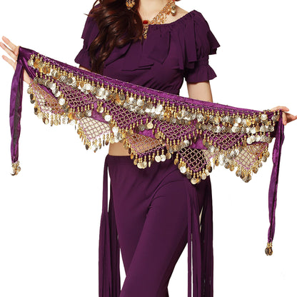 Baisdan Women's Sweet Bellydance Hip Scarf with Gold Coins Skirts Wrap Noisy Skirt