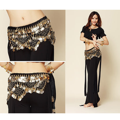 Baisdan Women's Sweet Bellydance Hip Scarf with Gold Coins Skirts Wrap Noisy Skirt