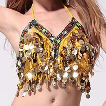 Baisdan Sequin Halter Bra Top Salsa Belly Dance Boho Festival Clubbing Tribal Bra BH Top