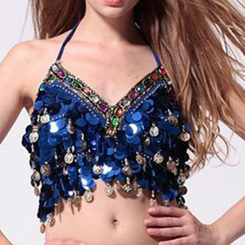 Baisdan Sequin Halter Bra Top Salsa Belly Dance Boho Festival Clubbing Tribal Bra BH Top