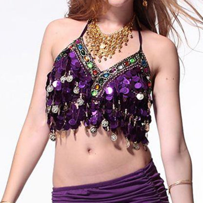 Baisdan Sequin Halter Bra Top Salsa Belly Dance Boho Festival Clubbing Tribal Bra BH Top