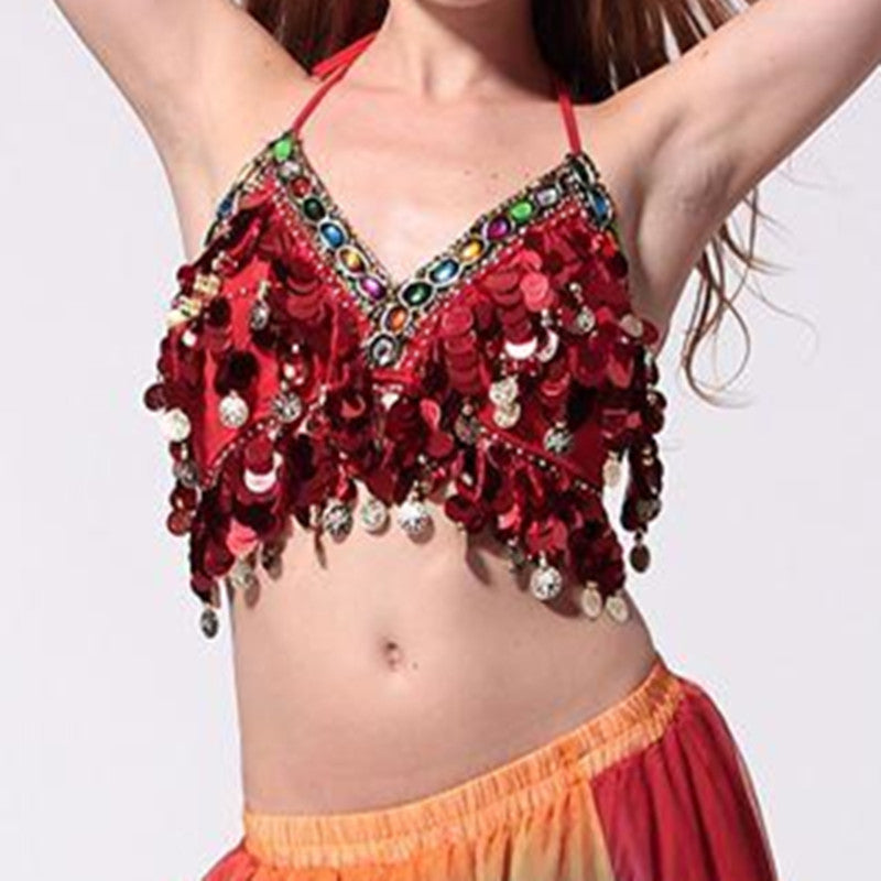 Baisdan Sequin Halter Bra Top Salsa Belly Dance Boho Festival Clubbing Tribal Bra BH Top