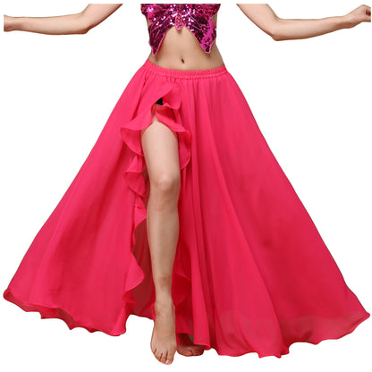 Baisdan Chiffon Fairy Belly Dance Skirt one Side Split Tribal Maxi Full Skirts