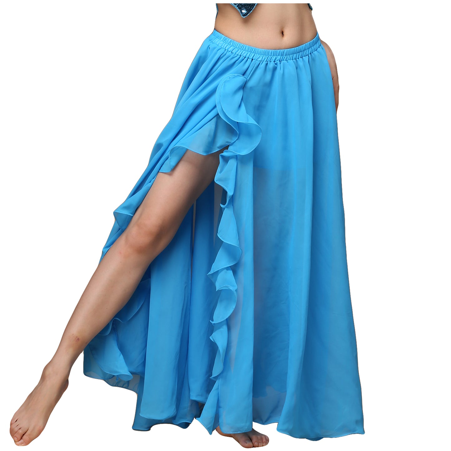 Baisdan Chiffon Fairy Belly Dance Skirt one Side Split Tribal Maxi Full Skirts