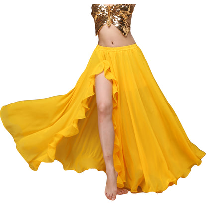 Baisdan Chiffon Fairy Belly Dance Skirt one Side Split Tribal Maxi Full Skirts