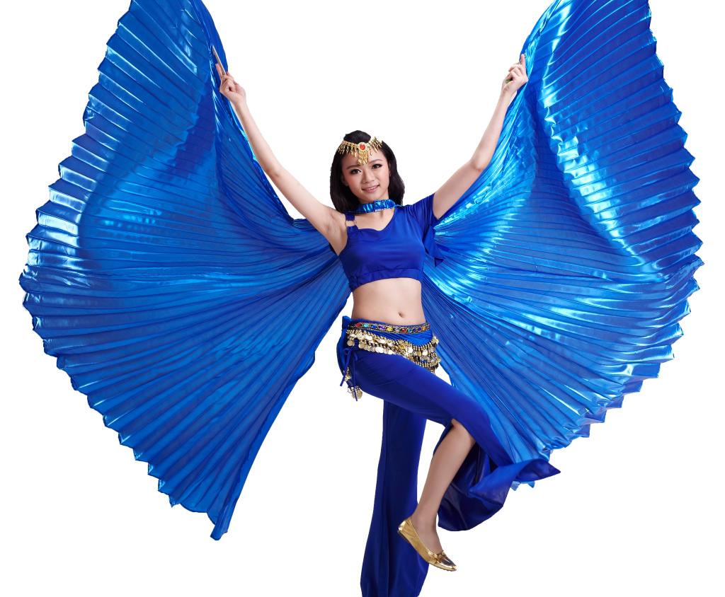 Baisdan Women's Belly Dance Costume Bifurcate Isis Wings(wings+2 sticks+ bag)